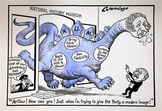 Arthur Steward Michael Cummings (1919-1997) Original cartoon - Arthur Scargill / Neil Kinnock  Arthur! How Can You! Just when I am try